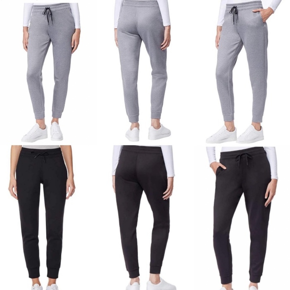 2 - NWOT 32 Degrees Ladies Black & Grey Tech Fleece Joggers Size Medium